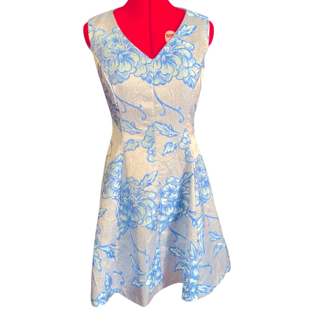 Nanette Lepore Metallic Crinkle Jaquard Floral Dress